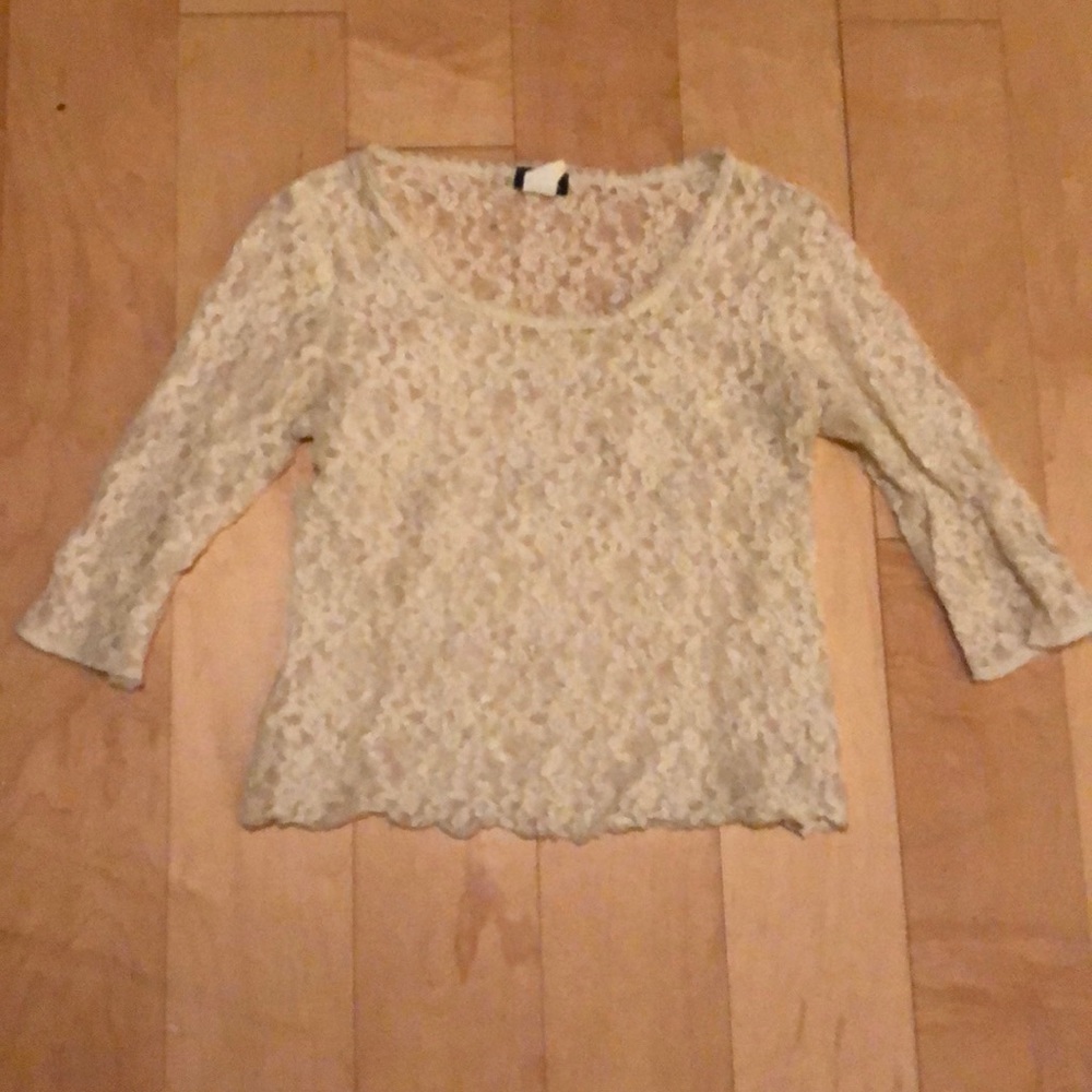 White lacy long sleeve shirt
